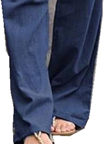 Ženske lanene hlače s cvjetnim remenom, rastezljive hipi hlače s printom visokog struka, Ležerne hlače širokih nogu na plaži