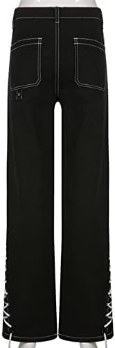 Žene Y2K Visoke traperice 2022 modne teretne hlače vrećasta ravna široka nogu traper hlače Punk Street Evise s džepovima