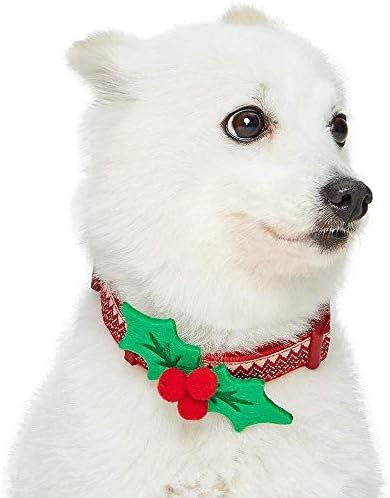 Borobavni kućni ljubimci 4 uzorka božićni cik-cak chevron podesivi ovratnik psa s dekorom holly, medij, vrat 14.5 -20