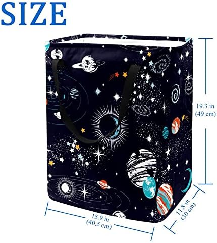 Košara za rublje s ručkom, svemir, planeti, mjesec, zvijezde, svemir, sklopiva velika pamučna košara za pohranu odjeće