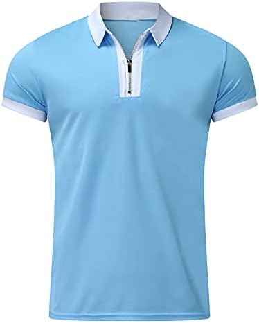 XXBR Muška pique Polo majica -1/4 ZIP kratki rukavi -Mesh majice -Golf košulja za muškarce; Skinite majice majice s ovratnikom