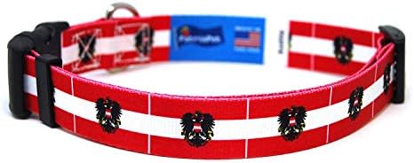 Austrijski ovratnik za pse | Austrija zastava | Kopča za brzo oslobađanje | Napravljeno u NJ, SAD | Za velike pse