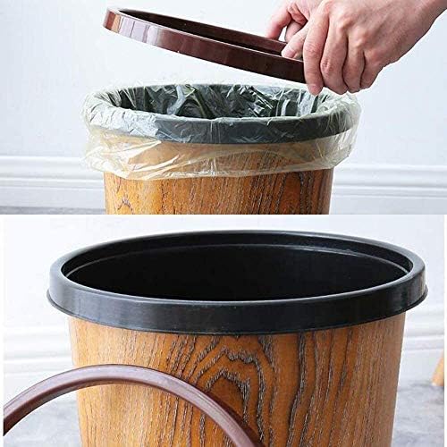 Kanta za smeće bucket bucket retro plastična kanta za smeće, kanta za otpad od drvnog zrna, kanta za prešanje prstena za