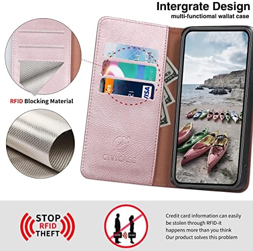 Torbica-novčanik CIVICASE za Samsung Galaxy A33 5G, kožna flip torbica premium klase, blokiranje RFID-zaključavanje Nositelj