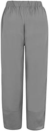 Ženske pamučne elastične struke Capri hlače hlače visokog struka ležerne široke hlače za noge ledene klizanje dame hlače
