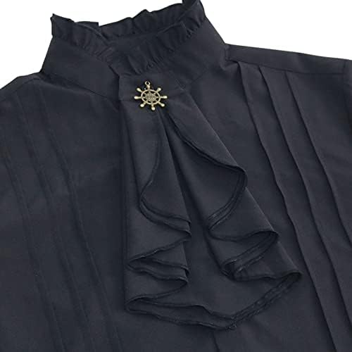 Crna gusarska košulja xxl muška gotička vintage košulja košulja stalak za ovratnik rub dugi rukavi puff rukavac košulja bluza