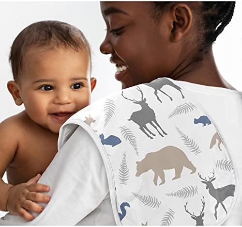 Sweet JoJo dizajnira šumske životinje, dječačić upijaju krpe za novorođenče - plava siva i taupe šuma životinjskog medvjeda