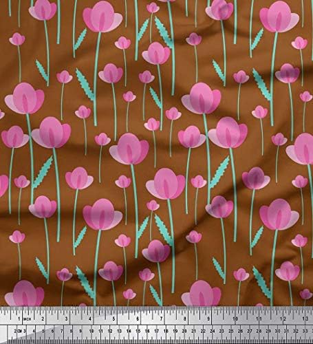 Svilena tkanina s lišćem i cvjetnim uzorkom za dizajn isječaka tiskana tkanina dvorište širine 42 inča