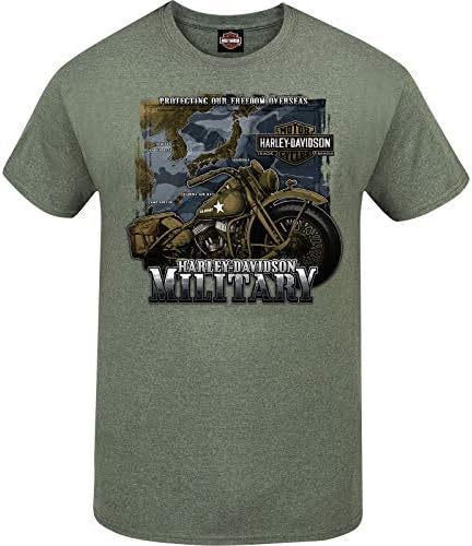 Harley -Davidson vojska - Muška vojna zelena grafička majica - obilazak Duty Tihih oceana