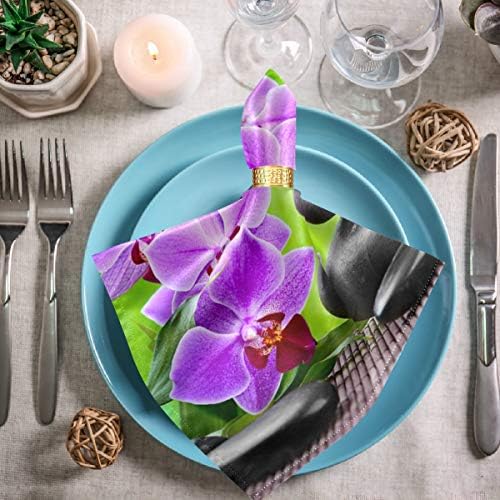 ZZWWR 3D SPA prekrasna orhideja Cvijeća Kamena platna salveta, set od 1 20 x 20 inča meka i udobna poliesterska večera za