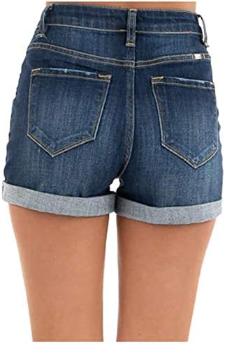 Lariau jean kratke hlače ženske visoke struke prevrnule su se ravno čvrstim catri vrećastim vrećama kratke hlače hlače