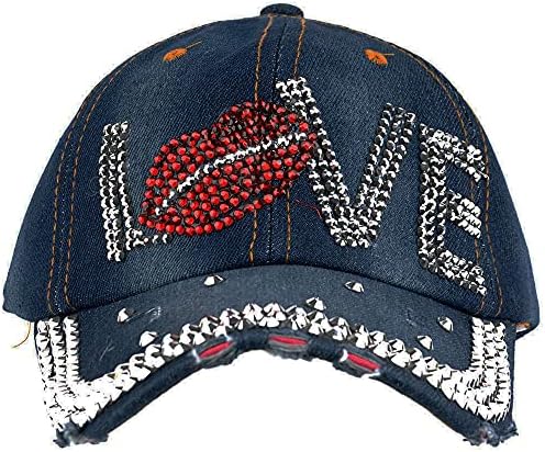 Elonmo pismo ljubav ženske bejzbol kapice rhinestone mong šeširi traperice peru traper