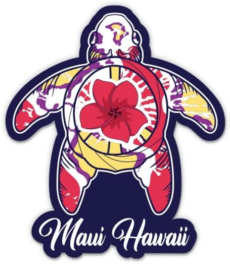 Naljepnice kornjače Maui Hawaii - 2 naljepnice od 3 - vodootporni vinil za automobil, telefon, boca vode, laptop - tropske