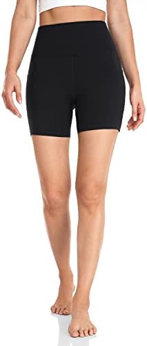 Heynuts Essential biciklističke kratke hlače sa bočnim džepovima za žene, visoki struk kompresije joge kratke hlače 4 ''/