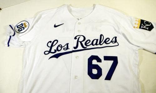 2020. Kansas City Royals Gabe Speier 67 Igra izdana White Jersey Los Reales DG P - Igra Korištena MLB dresova