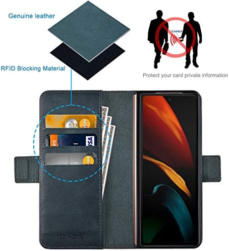 Torbica KEZiHOME Samsung Galaxy Z Fold 2 5G, torbica-novčanik Galaxy Z Fold 2 od prave kože [zaključavanje RFID] s utorom