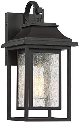 John Timberland Cecile moderna vanjska zidna svjetiljka obojena broncom 15-inčna svjetiljka od prozirnog stakla sa sjemenkama